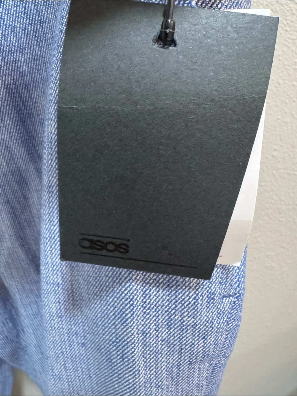 ASOS Design Cotton Linen Drawstring Elastic Waist Blue Pants Size Mens 32 X 32